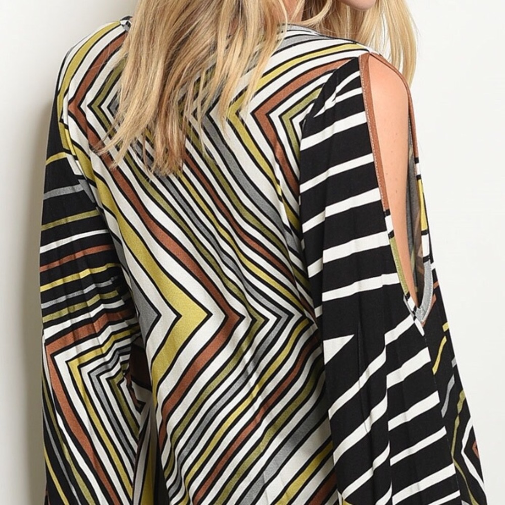 Lime Printed Cold Shoulder Top - Picture 2 of 4